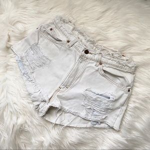 Levi’s mid-rise white cutoff shorts